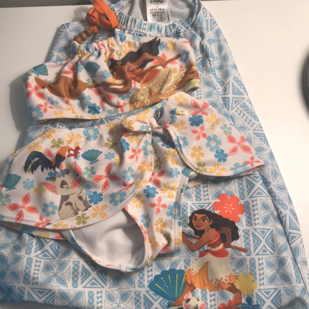 3 piece Moana swimsuit set! Bikini and cover up